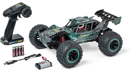 Carson 500404254 1:10 XS Offr.Fighter Cage 100% RTR türkis - Ferngesteuertes Auto, RC Buggy, inkl. Batterien und Fernsteuerung, Offroad Buggy