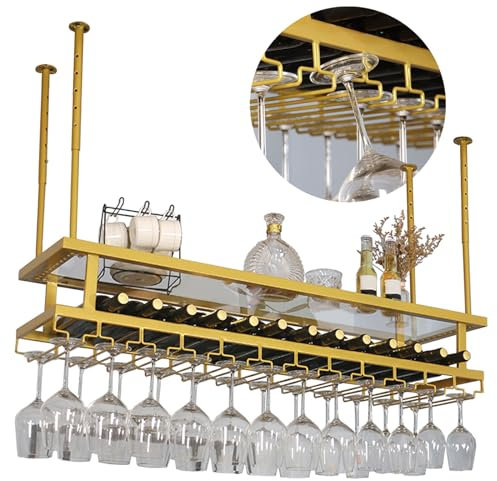 whalebee Weinglashalter Weinregale Für Industrielle, Rail Weinglashalter Hängendes Weinflaschenhalter, Verstellbar, Weinflaschen- Und Glashalter Für Küche, Bar, Restaurant Einfach Zu Montieren