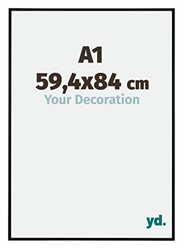 yd. Your Decoration - Bilderrahmen DIN A1 59.4x84 cm - Schwarz Matt - Bilderrahmen aus Aluminium mit Acrylglas - Antireflex - DIN A1 59.4x84 Rahmen - Austin