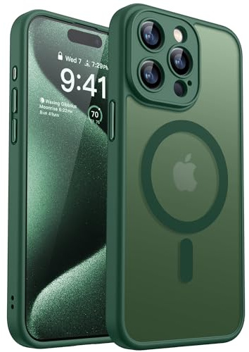 CANSHN 2024 Neu für iPhone 15 Pro Hülle mit Kameraschutz für Magsafe (TOP Militärschutz & Magnetkraft) Extrem Haltbarkeit Hülle iPhone 15 Pro Case Stoßfest, Dunkelgrün