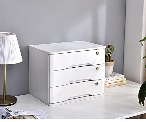 Schreibtisch-Aufbewahrungsbox Aus Holz Mit 3 Schubladen Und Verschließbaren Schubladen, Organizer Für Bürobedarf Im A4-Format/Quittungsablage, Flache Aktenschrank-Aufbewahrung, Aktenschrank Aus Holz/