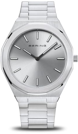 BERING 19641-700 Reloj de Cuarzo para Hombre con Caja de Acero Inoxidable Plateado de 41 mm, Esfera Plateada, Brazalete y Detalles Inoxidable, Resistencia al Agua de 3 ATM, 13940-527