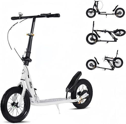 XXL Big Wheel Scooter Kinder City Roller mit Handbremse und Bremse Klappbarer Cityroller für Erwachsene und Kinder 150 kg Tragkraft A