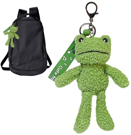 Calkkrer Süß Frosch Plüsch Schlüsselanhänger, Niedlicher Tierschlüsselanhänger Grün, Taschenanhänger Der Karikatur, Y2K Schlüsselanhänger Für Rucksäcke, Taschen