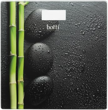 Botti BAM-BOO Elektronische Badezimmerwaage | Bis 180 kg | Hohe Genauigkeit (100 g) | LED-Anzeige | Energiesparend mit Abschaltautomatik | Platzsparend (28x28 cm) | Gehärtetes Glas