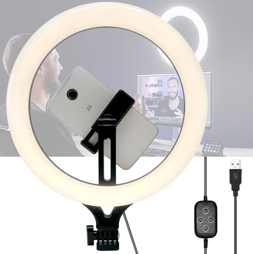28cm Selfie Ring Light with Phone Holder Compatible with iPhone Android Mobile Phones (Ring Light Only)