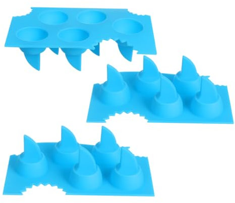 TOPBATHY 3pcs Silicone Shark Fin Ice Mold Novelty Cocktail Ice Cube Tray Reusable Freezer for Cold Drinks Party
