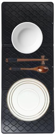 Huxibai Alfombrilla de silicona para escurrir platos de cocina