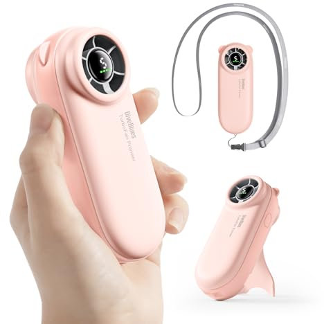 Diveblues Portable Handheld Turbo Fan, 4000mAh Rechargeable Pocket Hand Fan, Up to 16 Hours, Hand Fan with 5 Speeds Powerful Cooling for Travel/Summer/Outdoor/Lash/Purse