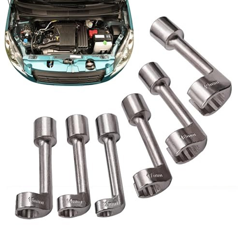 Llave de tubo tipo L, juego de vasos de líneas de transmisión | Kit de herramientas de reparación de automóviles de metal con enchufe de apertura,Juego de llaves de tubo Juego de llaves de inyector de