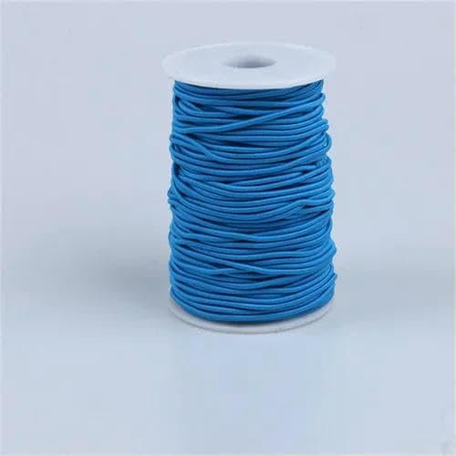 Banda elástica redonda de colores de 2 mm, cuerda elástica redonda, banda de goma, línea elástica, accesorios de costura DIY, 45 yardas/rollo, azul lago, 2 mm, 50 yardas