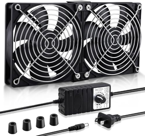 Wathai 2x 120mm 240mm Computerlüfter mit hohem Luftdurchsatz Gehäuselüfter | 220V-240V AC Drehzahlregler 3-12V für Mining-Maschinen, Chassis, Server und Workstation-Kühlung