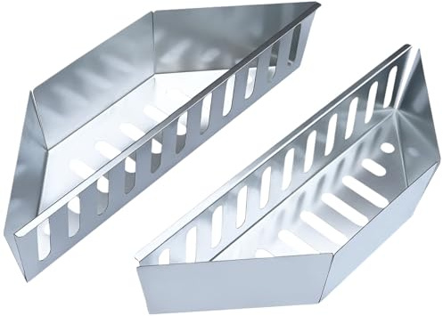 Set di 2 cestini a carbonella per il calore diretto e indiretto, per barbecue a carbonella da 47, 57 e 67 cm, 38,5 x 11 x 7,5 cm, in acciaio inox