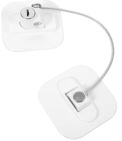 Fridge Safety Lock for Cabinets and Refrigerators, No Drill White | Plastic and Metal Build, One Piece Pack, Practical Style, Easy Operation, Privacy and Safety Protection