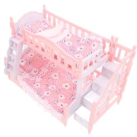 HEALSOPTHY 1 Satz Puppenhaus Möbel Set Doppelbett mit Bettwäsche für Puppen für Kreatives im Puppenzimmer Hochwertige und Stoffmaterialien