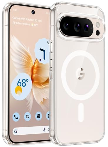 TAURI Hülle für Google Pixel 10/10 Pro 6,3 Zoll - Durchsichtig | Kompatibel mit MagSafe und Pixelsnap, Transparent Rückseite, Schutz nach Militärstandard, Stoßfest Magnetisch Handyhülle