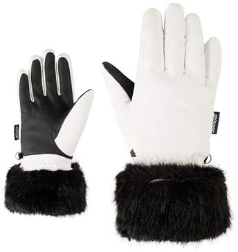 Ziener Guanti da sci LILION-Z da ragazza, per sport invernali, antivento, impermeabili, colore bianco, 3