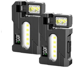Lot de 2 mini lampes de poche 400 lumens, lampe de travail magnétique rechargeable, petite lampe de poche étanche, rotation à 270 °, pour urgences et camping