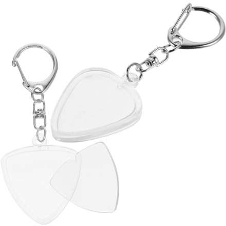 Vaguelly 2 Piezas Pick Case Transparente para Púas de Guitarra con Llavero Estuche Ligero y Compacto para Organización y Protección de Plectros para Músicos y Diario