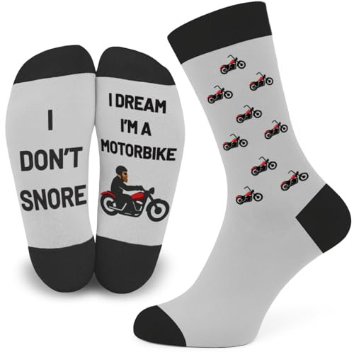 SC Products I Don't Snore I Dream I'm a Motorbike Socks | Size 6-12 Cotton Novelty Socks Motorbike Gifts for Men | Motorcycle Accessories Biker Gifts for Men | Snoring Joke Mens Stocking Fillers