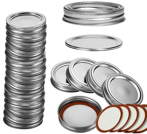 15 Stück Mason Jar Deckel 70MM Set - Ersatzdeckel & Schraubring Aus Metall, Luftdichte Konservenglas Deckel mit Dichtung - Einmachglas Zubehör für Marmelade, Gewürze, Getränke, Vorratsglas