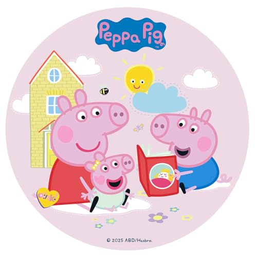Dekora, Peppa Wutz Baby Essbare Oblate, Geburtstagskuchendeko für Kinder, Runder Esspapier Cake Topper 20 CM