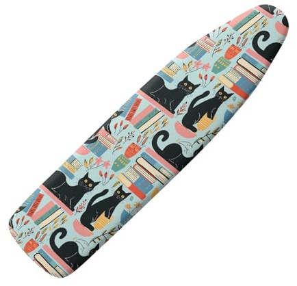 Bügelbrettbezug 120x40 Schwarze Katze Bügelbrettbezüge Für Dampfbügeleisen, Mit Eingebauter Hitzereflektion, Stretch System & Schnurbindun, Waschbar Strapazierfähig