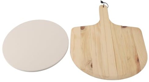 Fdit Pierre à Pizza, Pierre de Cuisson en Cordiérite pour Pizza et Pain avec Pelle à, Transfert de Chaleur Uniforme pour la Cuisine, la Cuisine, les Repas en Plein Air (B)