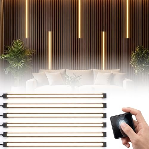 VexNook LED Strips for Acoustic Wall Panels - 6x90cm LED Wall Panel Lights Black, Under Cabinet Strip Lights with Touch Sensor, for Living Rooms, Bedrooms, Cabinets, and Stairwells