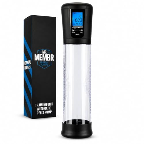 MR.MEMBR Pompe à Pénis Automatique Rechargeable | 29 cm de longueur, 6,2 cm de diamètre, 5,9 cm de diamètre intérieur, chargeur USB-C, Plastique ABS, 240 min d'autonomie, Noir