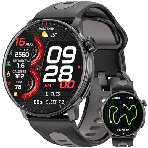 Mingtawn Smart Watch for Men Women GPS, 1.43'' AMOLED Smartwatch with Compass/Barometer/Altimeter 100+ Sports Fitness Tracker with Health Monitor for Android iOS 3ATM Waterproof Answer/Make Call