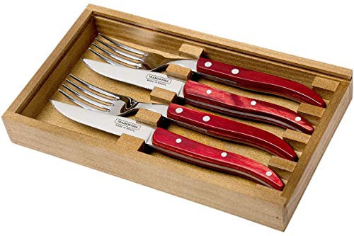 Tramontina Churrasco Steakbesteck-Set Paisano in Rot aus Edelstahl/Kiefernholz rot