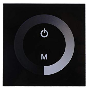 Controlador de panel táctil de pared DC 12V-24V Regulador de brillo ajustable para un solo color Tira de luz LED(Negro)