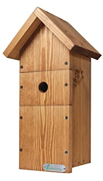 Green Feathers Large Wooden Deluxe Bird Box | Waterproof & Ventilated | 32mm Hole Ideal For a Variety of Birds | Nesting Box House | Easy Installation