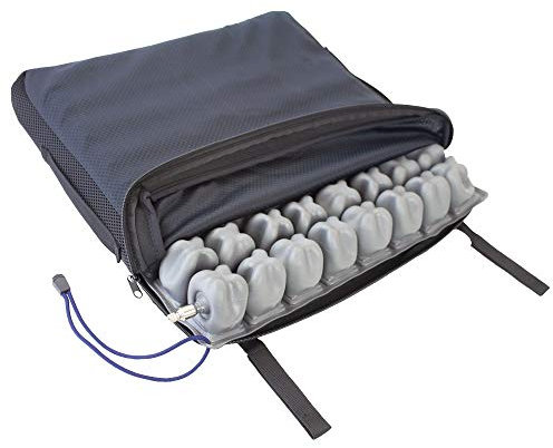 Mobiclinic®, Luftkissen, Druckentlastung und Dekubitusprophylaxe, Ideal für Rollstühle, 40x40x6 cm, Atmungsaktiver und Waschbarer Bezug, Inkl. Pumpe und Reparaturset, Q-AIR