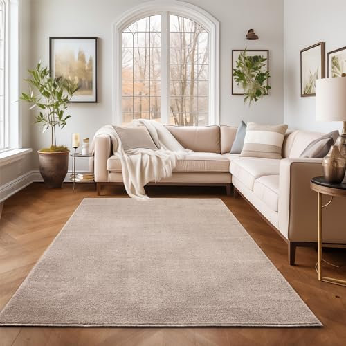 SIMPEX Tappeti a pelo corto, Unicolor - Monocroma, Tappeto Beige, 160 x 230 cm, Tappeti in stile moderno, Tappeto soggiorno