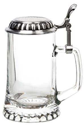 ARNSTADT KRISTALL . Bierkrug mit Zinndeckel Optional mit Gravur und eigenem Motiv (mit Gravur)