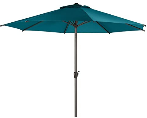 Hespéride - Runder gerader Sonnenschirm Loompa in Blaugrün - 3 m - Blaue Ente
