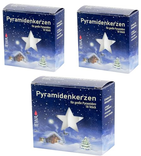 Pyramidenkerzen weiss 17x100 mm 18 Stück im Pack - Markenqualität (3 Packungen)