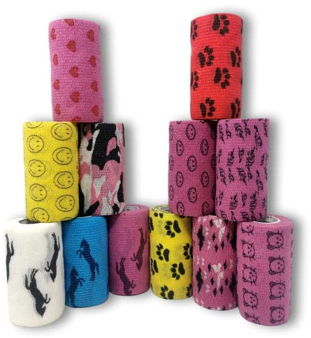 LisaCare 12er-Set 10cm – Kohäsive Bandage für Erste Hilfe, Hand und Sprunggelenksverstauchung und Schwellungen (Motiv-Mix Mädchen)