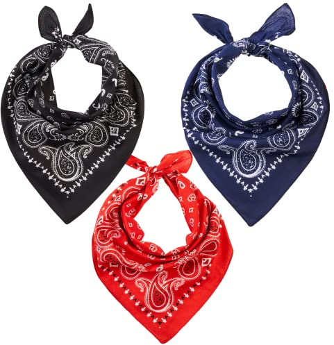 Bandana Set Bomull 3-Pack 50x50 Cm Röd Svart Blå För Vardag