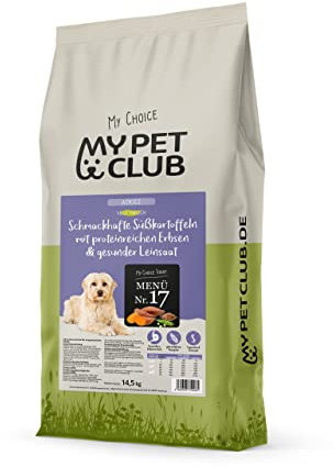 My Pet Club Vegi (1 x 14,5 kg) vegan/vegetarisches Hundefutter Purinarm mit Süßkartoffel I Sensitiv & Hypoallergen I Alleinfuttermittel für Hunde ab dem 12ten Lebensmonat