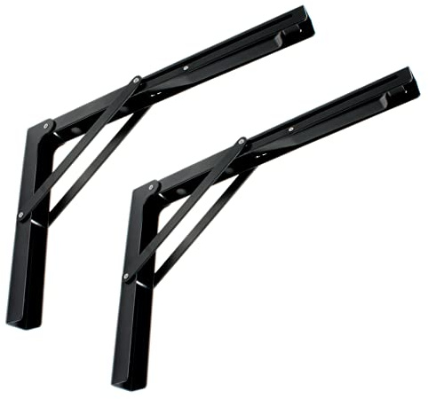 BRESKO Schwerlastträger Regalträger Konsole Regalwinkel Regalhalter Schwerlastkonsole schwarz 2 Stück (400x275 mm)