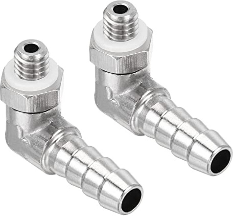 M METERXITY 2 Uds Manguera Espiga Accesorios 90 Grado Codo Niquelado 6mm | Espiga Tubo Conector con Manguera Aplicar Gas (M6x1 Macho Rosca)