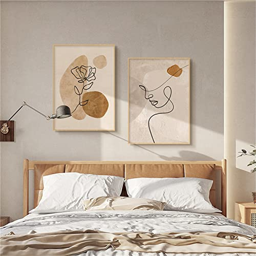 Sarah Duke 2er Abstrakt Beige Poster Set, Abstrakt Leinwandbilder Aesthetic Wandbilder, Ohne Rahmen Wandbilder, Boho Wanddeko für Wohnzimmer Schlafzimmer (40x50cm)