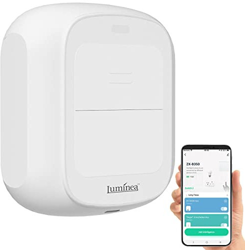 Luminea Home Control WLAN Schalter Aufputz: Smarte mobile WLAN-Fernbedienung mit 2 Tasten, Licht & Szenen steuern (Lichtschalter Aufputz, Taster, Glühbirne)