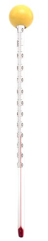 Lantelme Universal Glas Thermometer 24cm mit Holzkugel in Gelb Temperaturanzeige -10°C bis 110°C Analog | Für Tee Teewasser Babyflaschen und als Einkochthermometer von Lebensmitteln (Gelb)