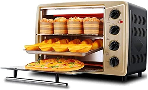 Horno eléctrico de Mesa 30L Mini Horno Función de Aire circulante Temporizador Puerta de Vidrio Doble Calor Superior e Inferior 100-220 ° C Ajuste de Temperatura
