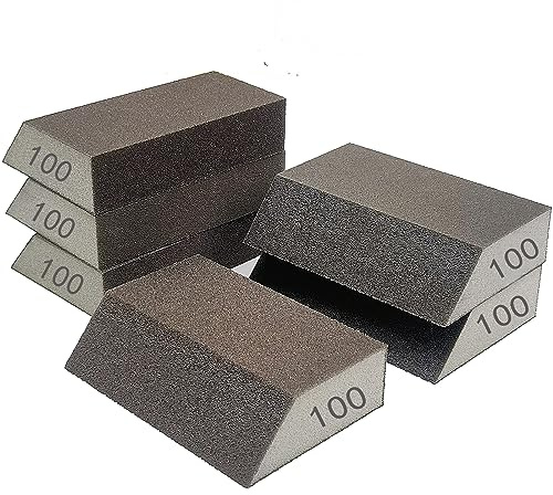 SACKORANGE 6 Pack Sanding Sponge, 100 Grit Sanding Blocks Assortment,Washable and Reusable for Wood Drywall Metal Home(100 Grit)