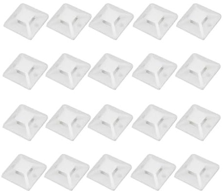 100 Stück Klebesockel für Kabelbinder - Farbe: weiß 18 x 18 mm - 100er Set Befestigungssockel Selbstklebend und mit zwei Schraubstellen | Kabelschelle Klebepads | Kabelbinderhalter | Montagesockel